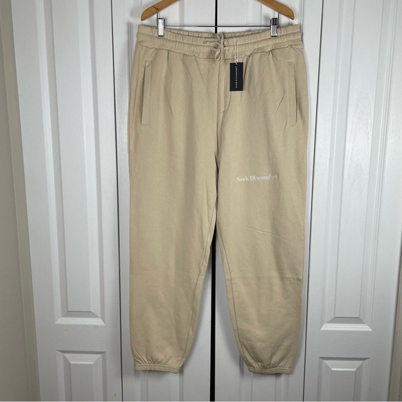 Seek Discomfort Other - NWT Seek Discomfort Sweatpants Men’s XXL Tan Organic Cotton Relaxed Streetwear